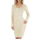 Beige bodycon jurk met accenten._