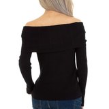 Zwarte pullover shoulders off._