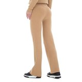 Taupe bootcut stretch broek._