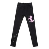 Meisjes zwarte jeans met rose unicorn._