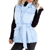 Stylische korte blauwe gewatteerde bodywarmer._