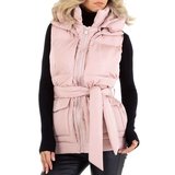 Stylische korte rose gewatteerde bodywarmer._