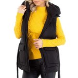 Stylische korte zwarte gewatteerde bodywarmer._