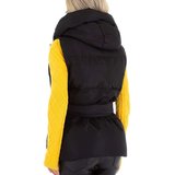 Stylische korte zwarte gewatteerde bodywarmer._