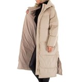 Trendy 3/4 gewatteerde taupe winterjas._