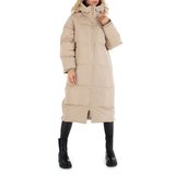 Trendy 3/4 gewatteerde taupe winterjas._