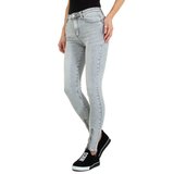 Licht grijze skinny jeans met enkelritsen._