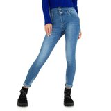 Trendy hoge taille blue jeans met vetersluiting achteraan.._