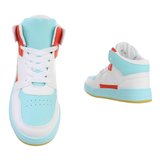 Trendy hoge blauw-rode sneaker Zowy._