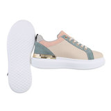 Classy beige-groene lage sneaker Blanka._