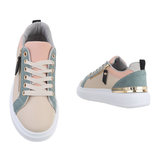 Classy beige-groene lage sneaker Blanka._