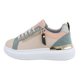 Classy beige-groene lage sneaker Blanka._