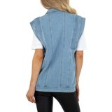 Casual blue jeans vest zonder mouwen._