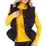 Zwarte korte gewatteerde bodywarmer._