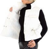 Witte korte gewatteerde bodywarmer._