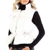 Witte korte gewatteerde bodywarmer._