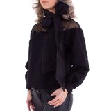 Zwarte blouse met xl strik_