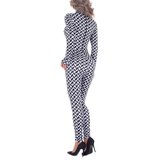 Zwart-witte jumpsuit met motief._