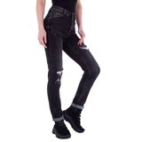 Trendy zwarte straight leg jeans destroyed._