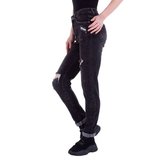 Trendy zwarte straight leg jeans destroyed._