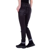 Trendy zwarte straight leg jeans destroyed._