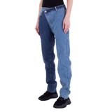 Trendy two tone straight leg jeans._