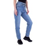 Straight leg jeans met split taille._