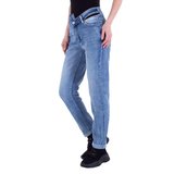 Straight leg jeans met ongelijke sluiting._