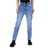 Straight leg jeans met ongelijke sluiting._