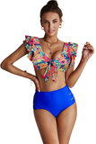 Mixed flower printed bikini._