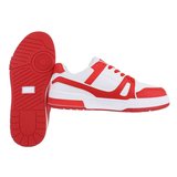 Rood-witte lage sneaker Patou._