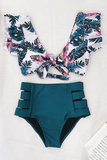 Mixed palm printed bikini._