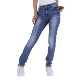 Trendy destroyed skinny jeans._