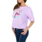 Lila T-shirt met flamingo._