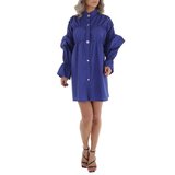 Blauwe korte oversized blouse jurk._