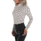 Trendy cream bodysuit met motief._