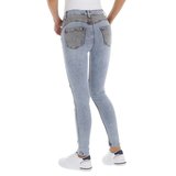 Trendy grijs-licht blauwe skinny jeans met hoge taille._