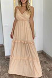 Nude maxi jurk._