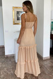 Nude maxi jurk._