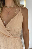 Nude maxi jurk._