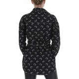 Korte zwarte jeans jacket met print._