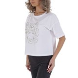 Witte T-shirt met tijgerprint._