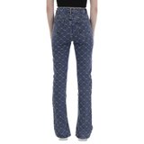 Trendy blauwe straight leg jeans met ruit motief._