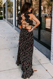 Maxi zwarte cut out jurk._