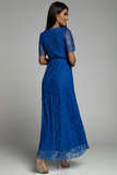 Elegante blauwe maxi jurk in kant.SOLD OUT_