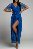 Elegante blauwe maxi jurk in kant.SOLD OUT_