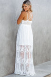 Trendy witte maxi jurk in kant met open rug.SOLD OUT_