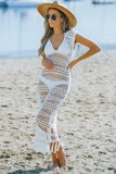 Witte 7/8 crochet strand cover up._