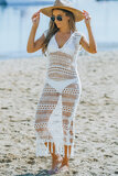 Witte 7/8 crochet strand cover up._