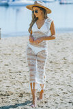 Witte 7/8 crochet strand cover up._